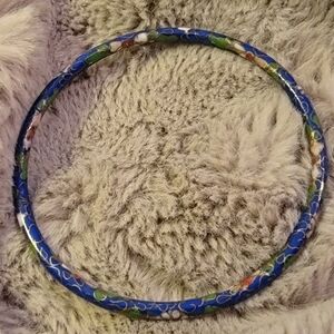 Blue Floral Cloisonné Bangle Bracelet